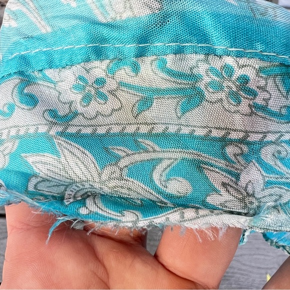 Double Layer Patterned Grey and Blue Women's Maxi Skirt. One Size. - Picture 10 of 10